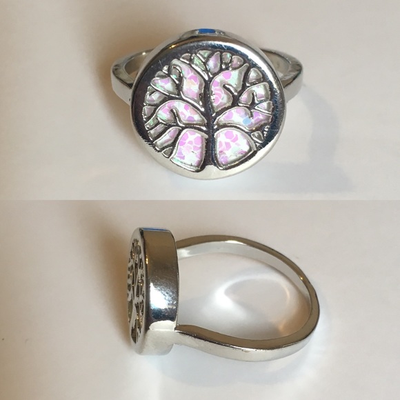 Created Opal Tree Of Life Statement Fashion Ring - Picture 5 of 6